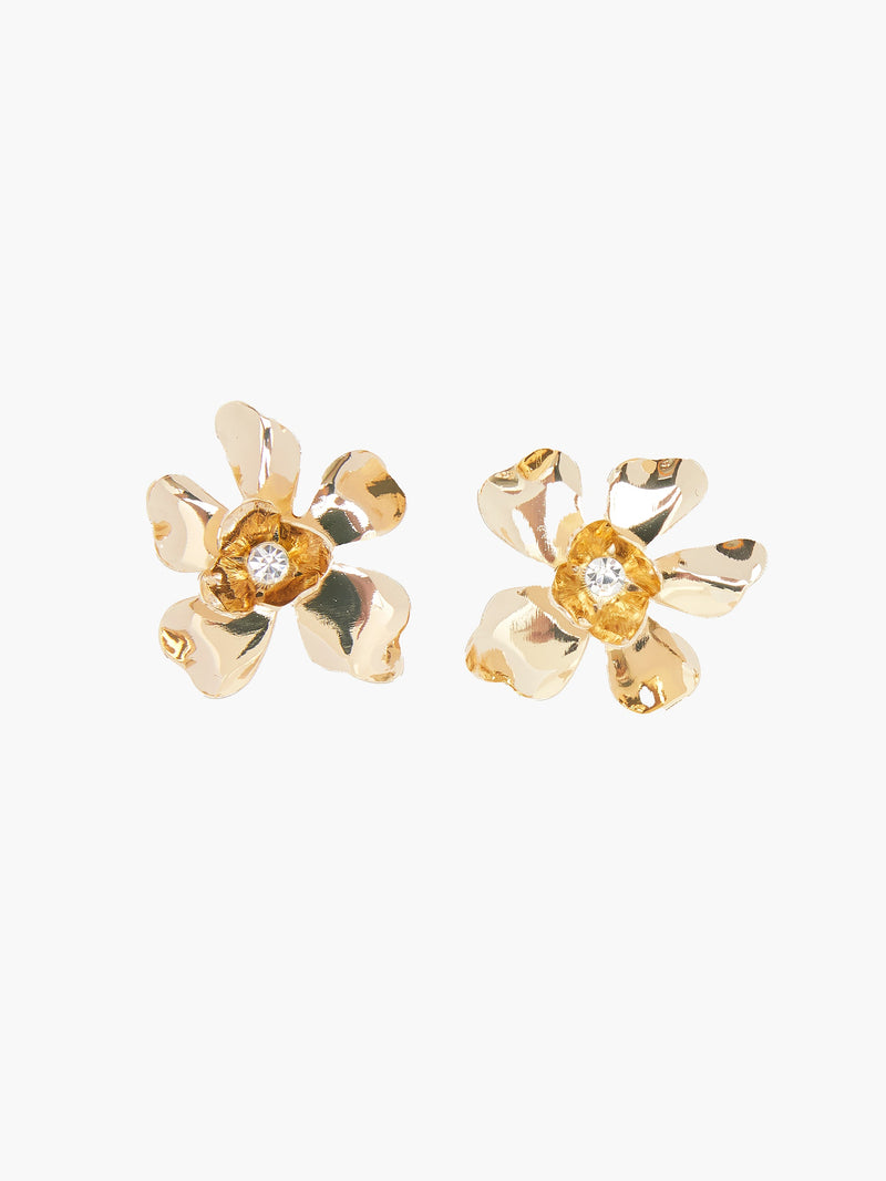 Large Floral Diamante Stud Earrings