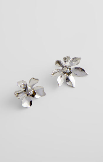 Small Floral Faux Pearl Stud Earrings