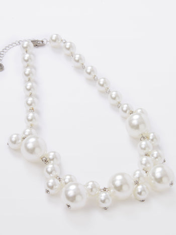 Multi Faux Pearls Cluster Necklace