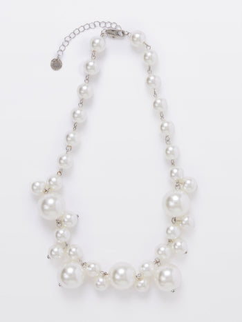 Multi Faux Pearls Cluster Necklace