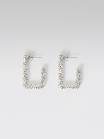 Scrunch Metal Rectangular Hoop Earrings