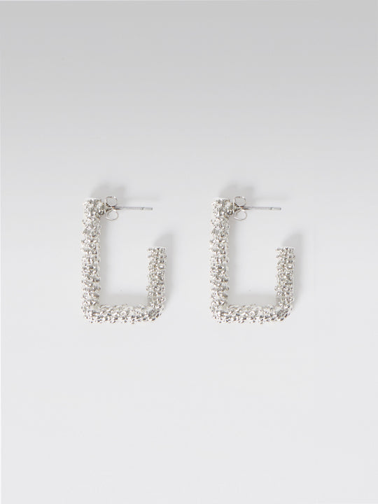 Scrunch Metal Rectangular Hoop Earrings