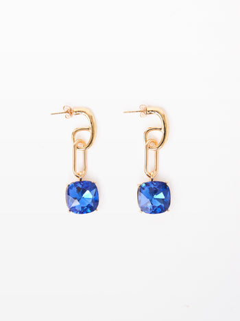 Square Stone Link Earrings