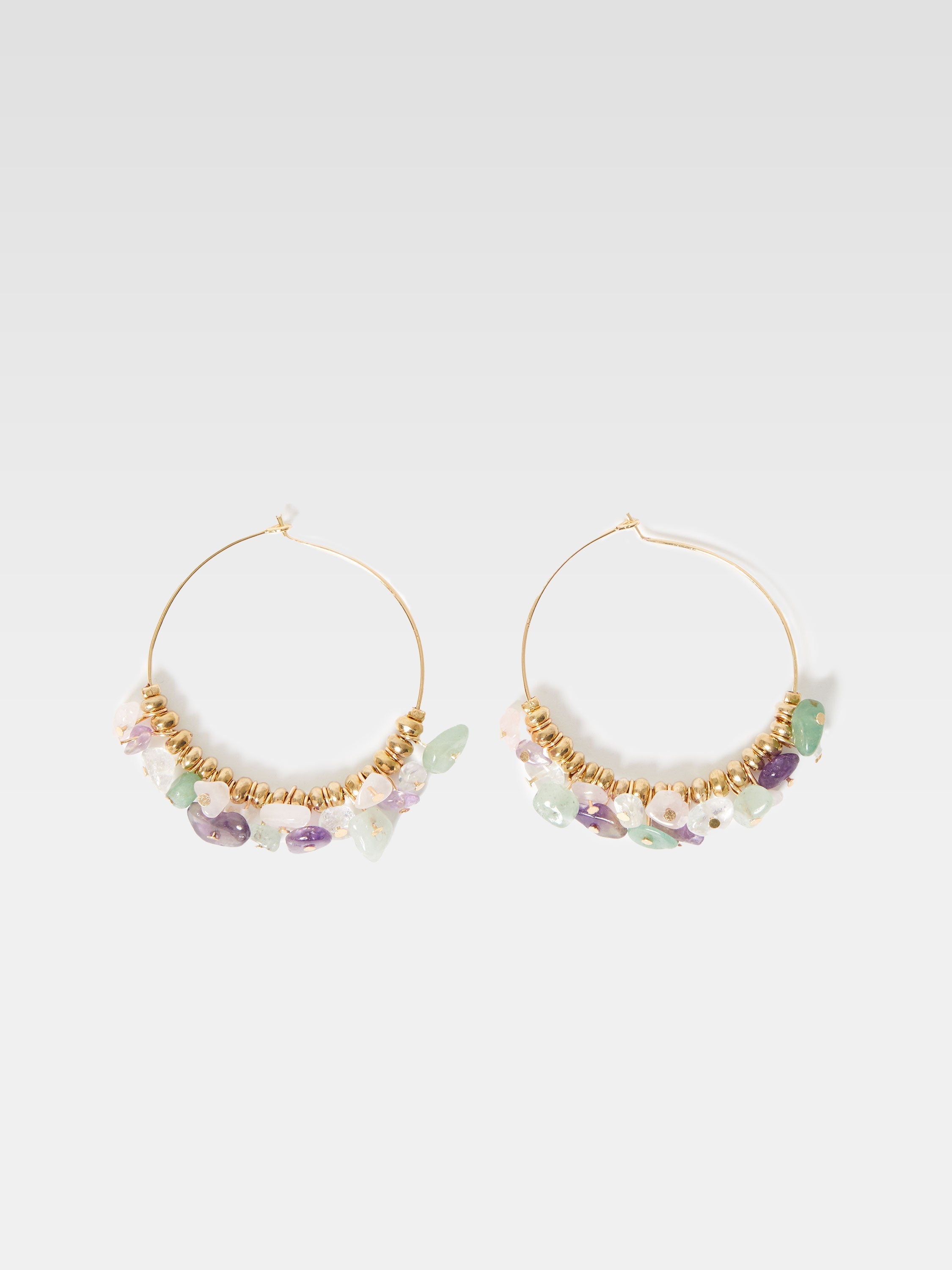 Multi Stone Hoop Earrings