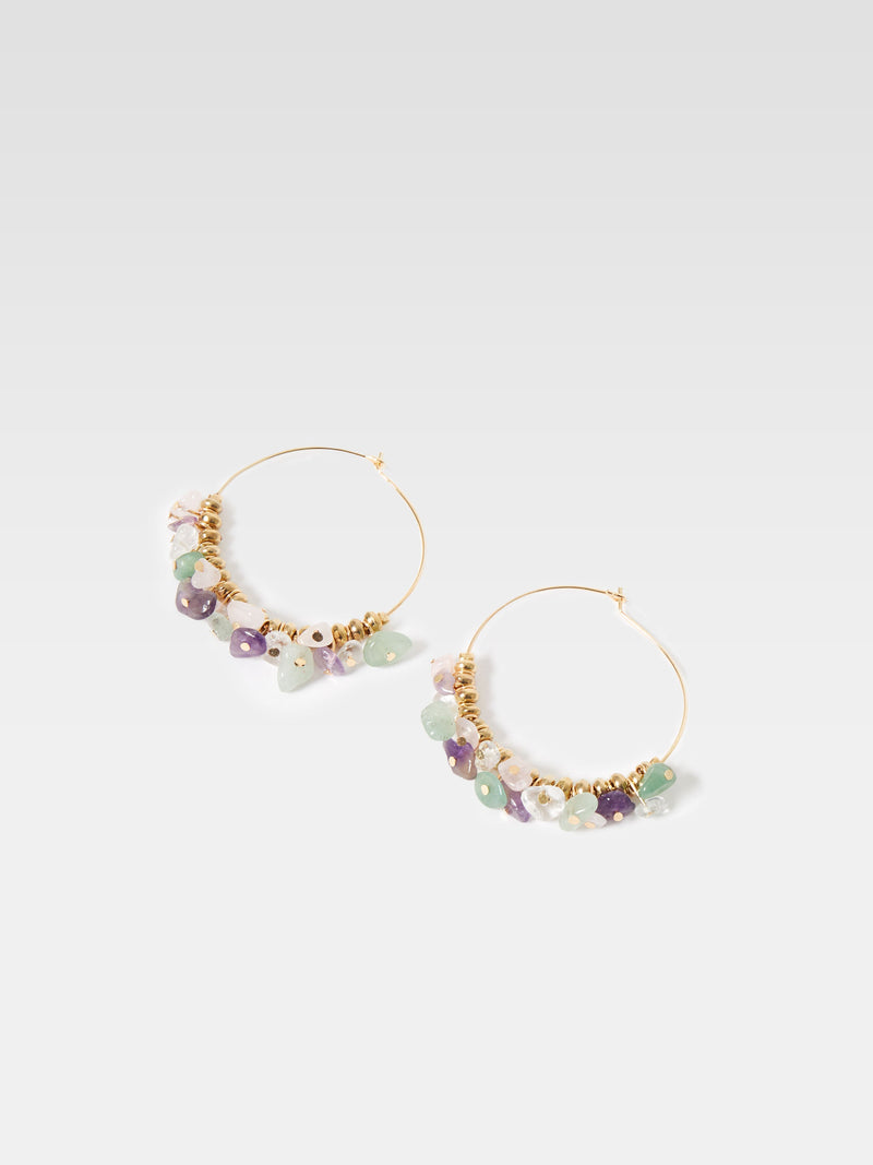 Multi Stone Hoop Earrings