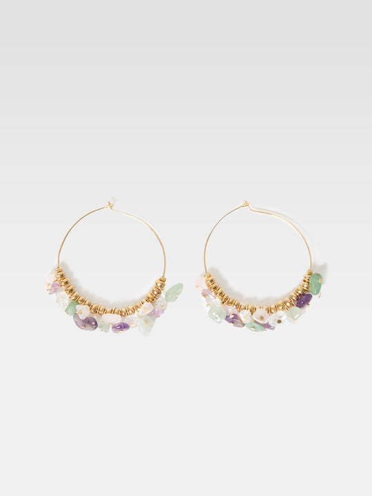 Multi Stone Hoop Earrings