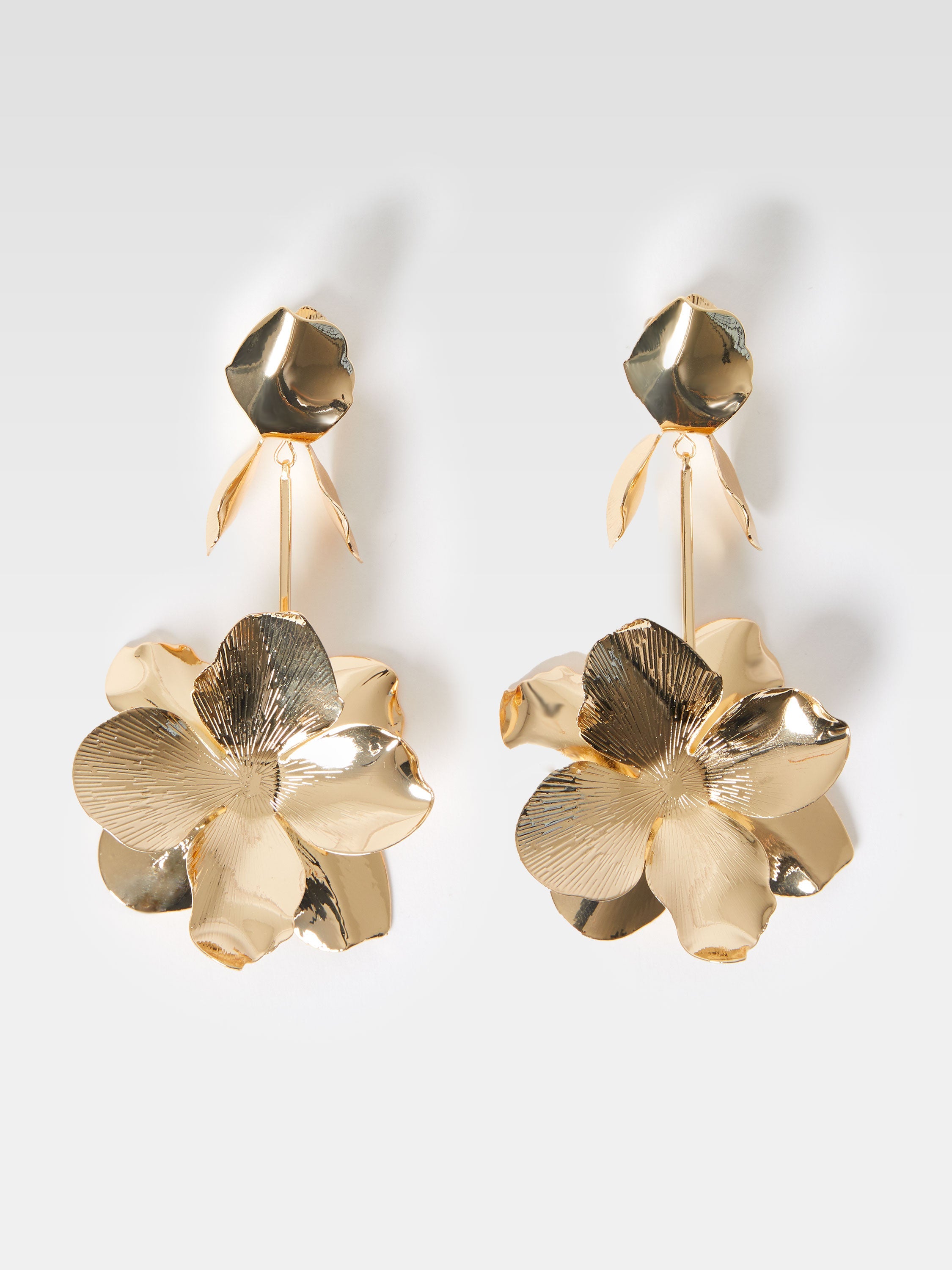 Metal Floral Drop Earrings