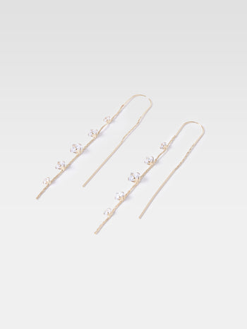 Long Diamante Threader Earrings