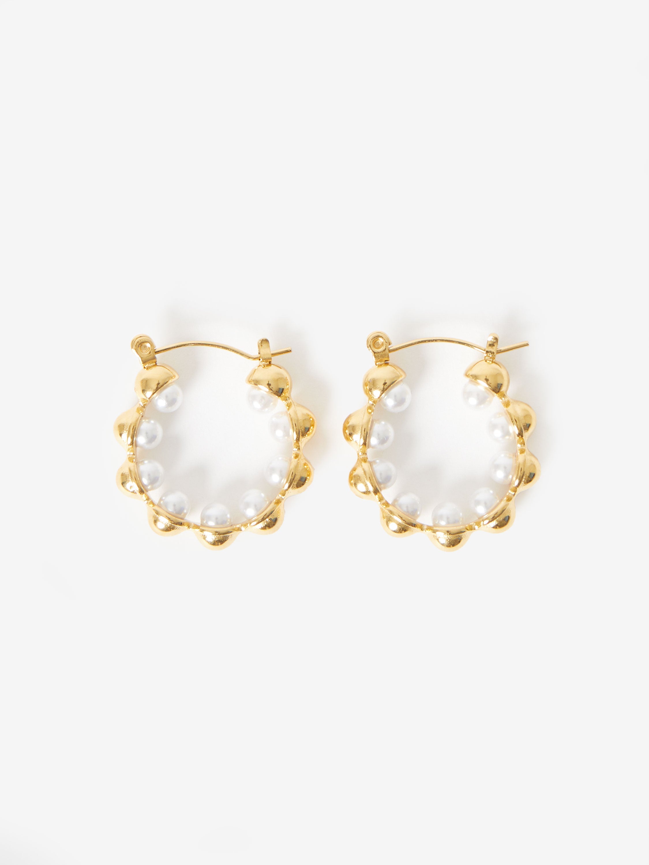 Pearl Ball Hoop Earrings