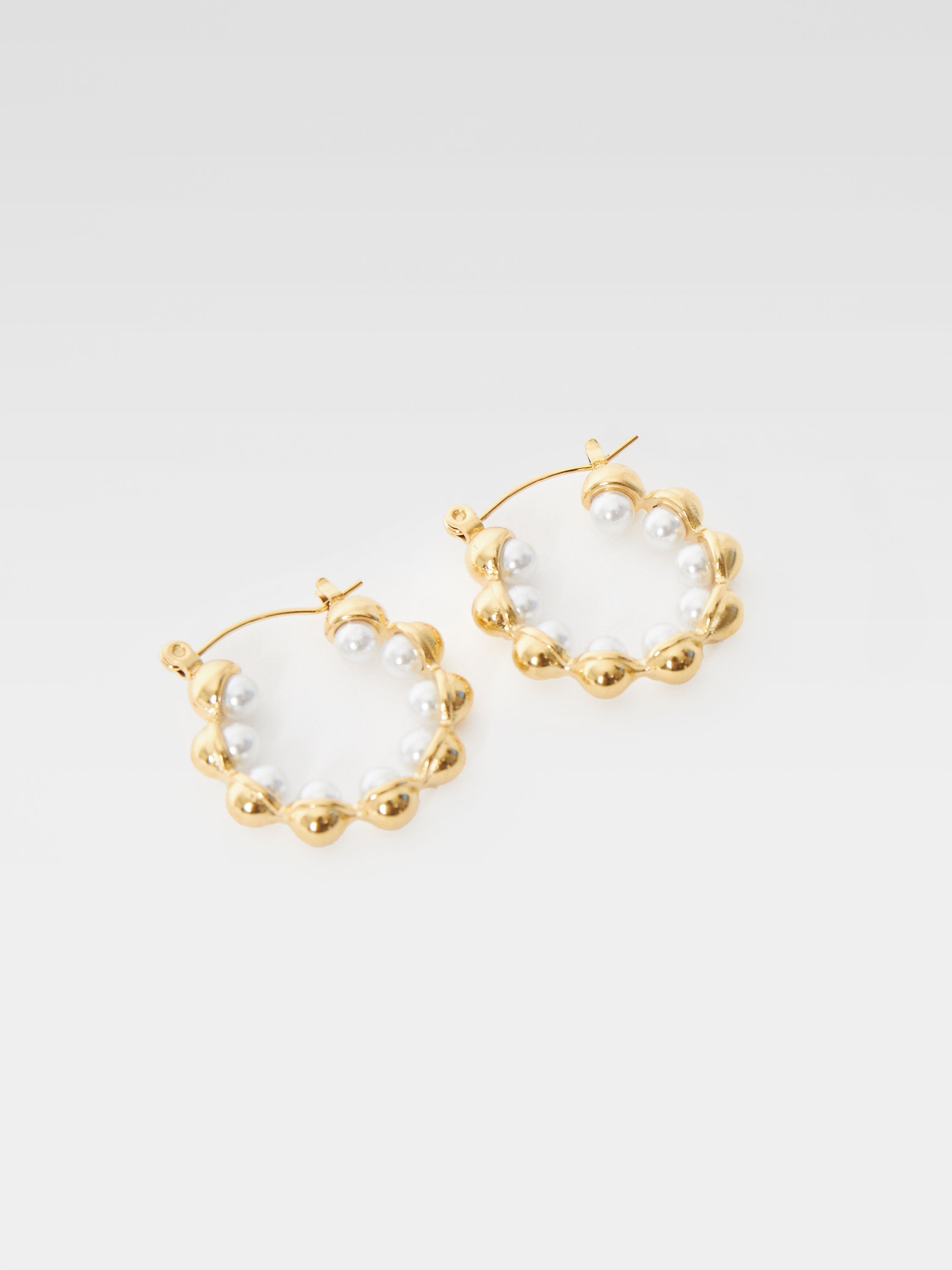 Pearl Ball Hoop Earrings