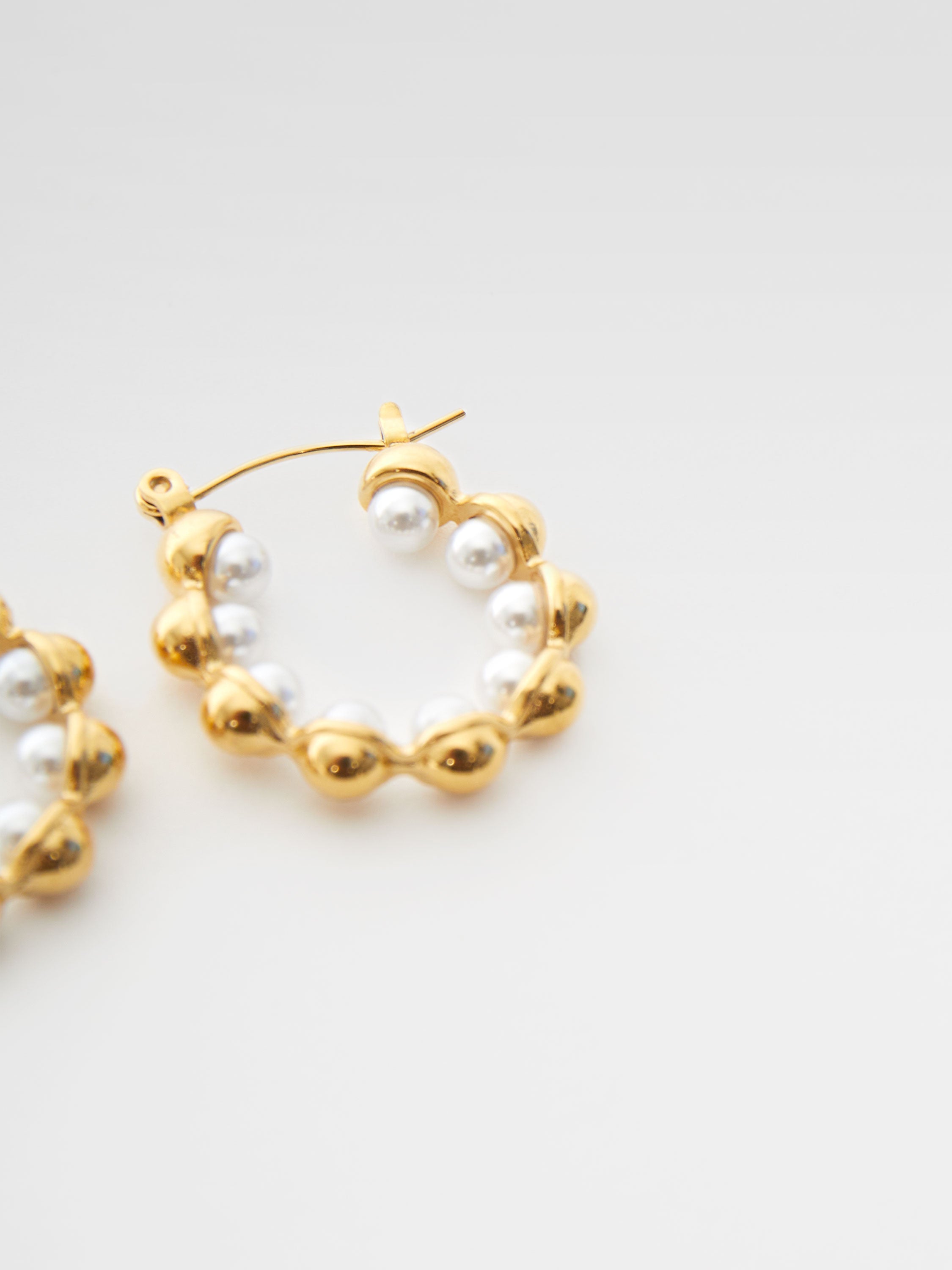 Pearl Ball Hoop Earrings