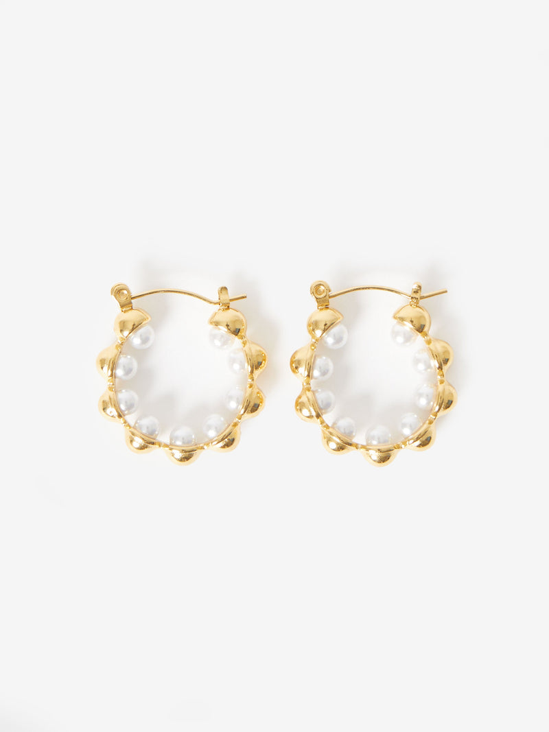 Pearl Ball Hoop Earrings