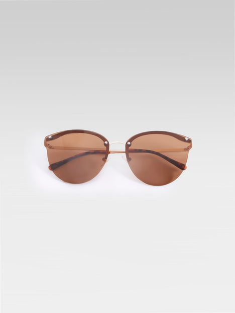 Metal Cat Eye Rimless Sunglasses