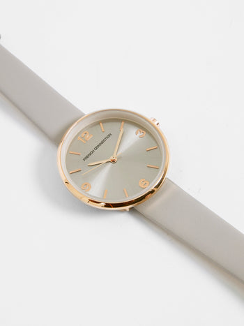 Grey Leather Strap Watch