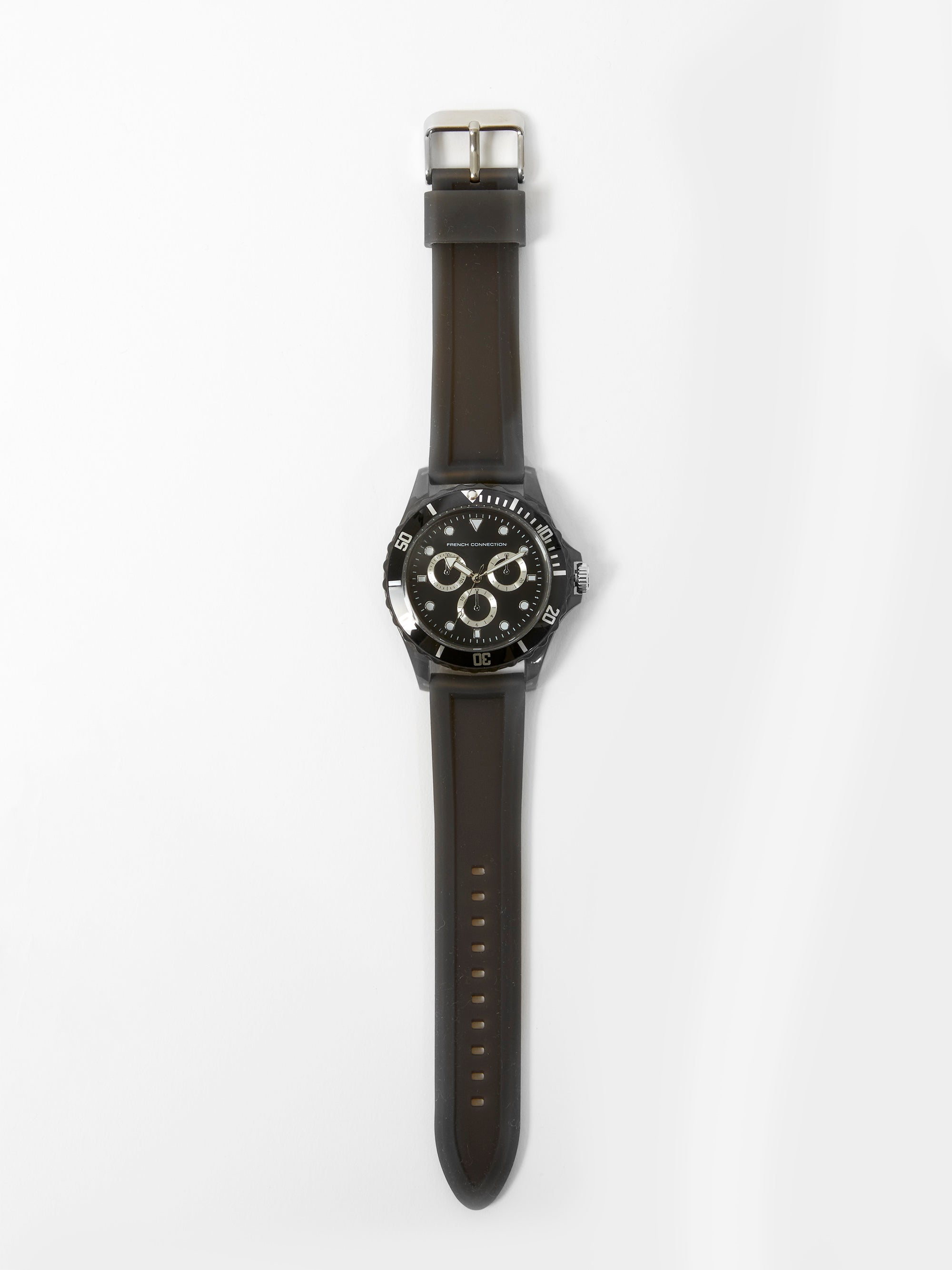 Black Silicone Strap Watch with Black Dial French Connection EU